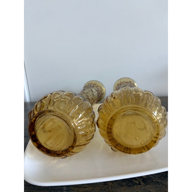 1960s Pair of Vintage MCM Italian Amber Glass Vase For Sale - Image 5 of 6