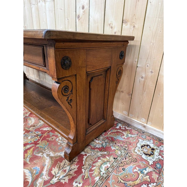 Neo-Renaissance Console Table in Walnut, 1890s For Sale - Image 5 of 9