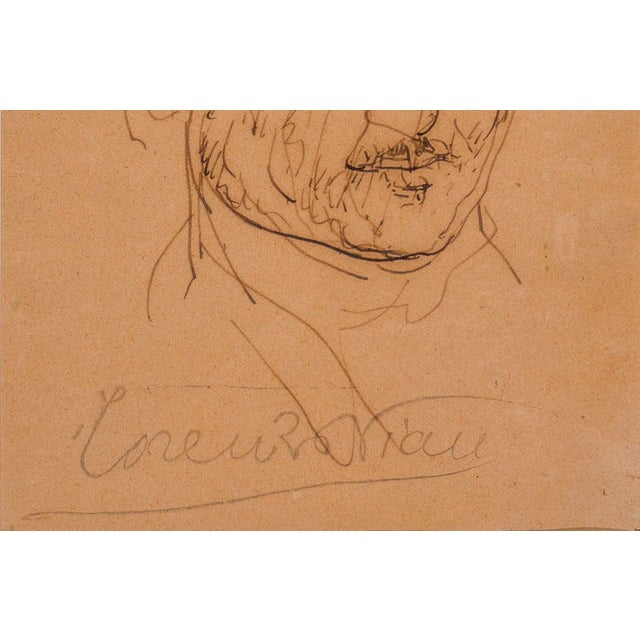 1920s Italian Signed Drawing Portrait For Sale - Image 4 of 5