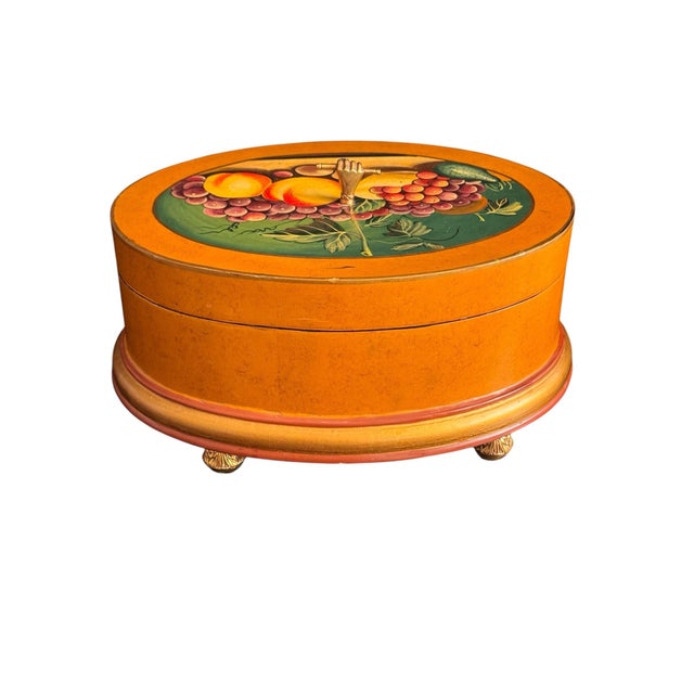 Maitland-Smith Hand Painted Fruit Box With Brass Hand Handle For Sale In Phoenix - Image 6 of 10