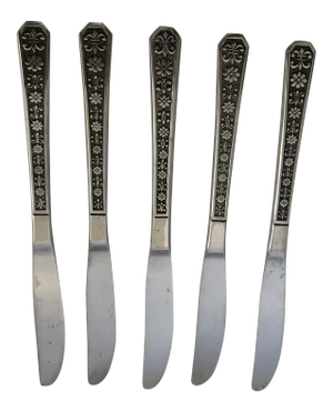Midcentury French Style Stainless Dinner Knives S/5