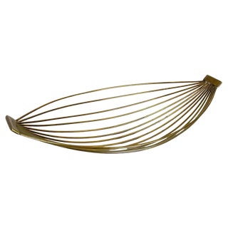 Large Minimalist Brass Fruit Bowl Shell from Carl Auböck, Austria, 1950s For Sale