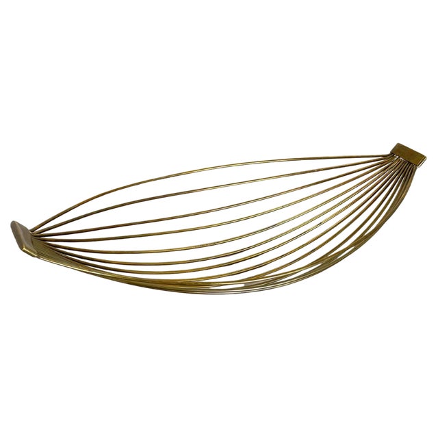 Large Minimalist Brass Fruit Bowl Shell from Carl Auböck, Austria, 1950s For Sale