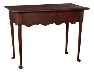 American Pine Scolloped Apron Side Table, 18th Century