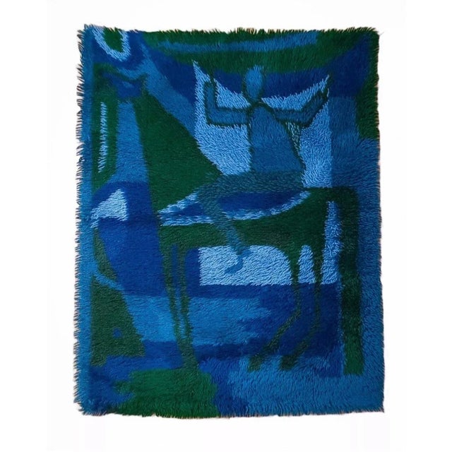 Textile Danish Rya Tapestry Wool Wall Rug by Ege Taepper, Denmark, 1970s For Sale - Image 7 of 7