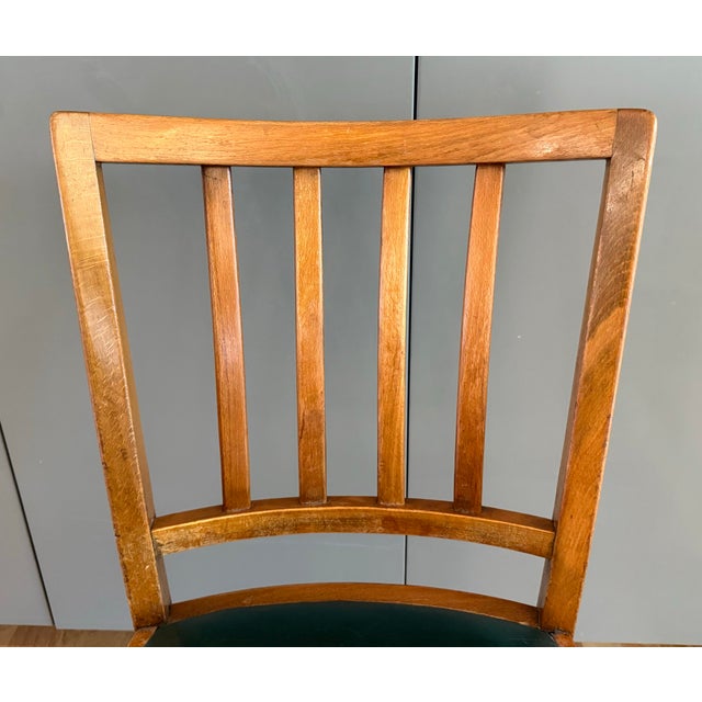 Pair of Vintage Mid Century Wood and Leather Chairs For Sale In Austin - Image 6 of 12