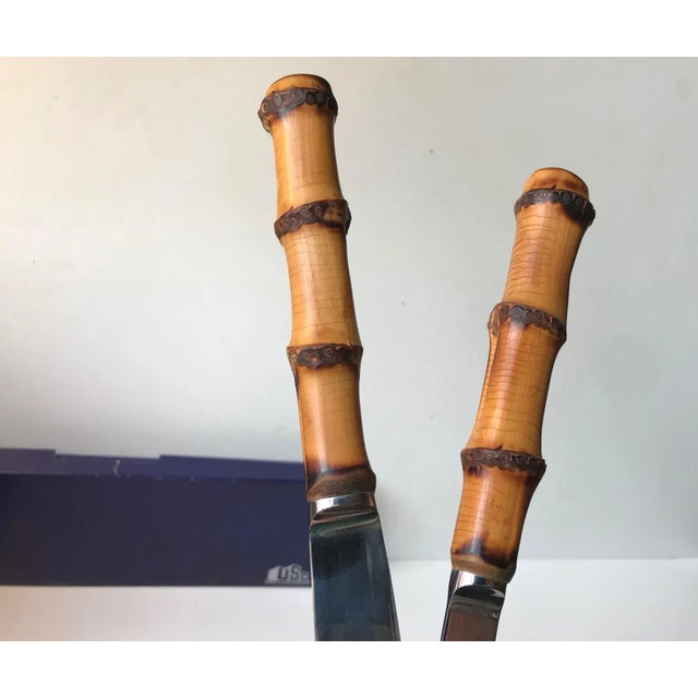 Vintage Bamboo Roast Serving Set by Kay Bojesen for Usc, 1950s, Set of 2 For Sale - Image 6 of 9