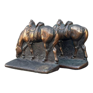 Vintage Boho Cast Horse Bookends - Set of 2