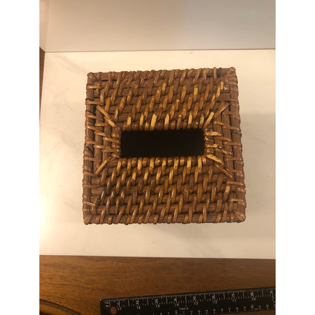 1970s Vintage Rattan Tissue Box Cover With Rectangle Opening For Sale - Image 5 of 8