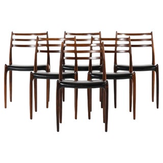 Model 78 Dining Chairs by Niels O. Møller attributed to J.L Møllers Furniture Factory, 1960s, Set of 6 For Sale