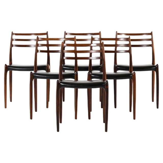 Model 78 Dining Chairs by Niels O. Møller attributed to J.L Møllers Furniture Factory, 1960s, Set of 6 For Sale