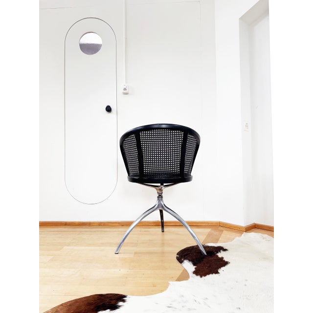 1990s Set of 4 Paolo Rizzatto Alias 901 Young Lady Chairs Black Seat & Cane, Aluminum For Sale - Image 17 of 18