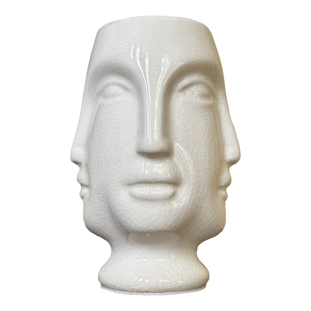 Vintage Postmodern White Ceramic “Dora Maar” Vase Styled After Jonathan Adler For Sale