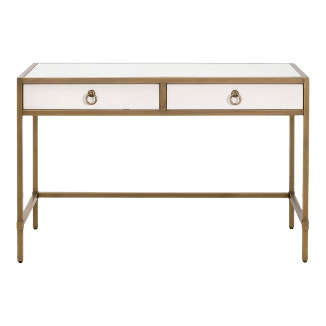 Strand Faux Shagreen Desk, Pearl Shagreen For Sale