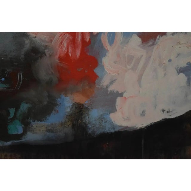 Large Vintage American School Abstract Expressionist Neutral Tone Oil Painting For Sale - Image 4 of 6