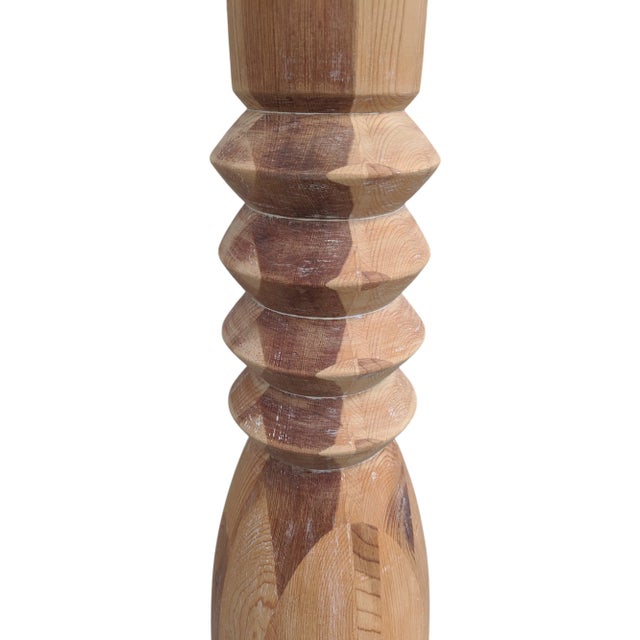 Contemporary Vintage Sculptural Coastal Raw Wood Floor Lamp For Sale - Image 3 of 10