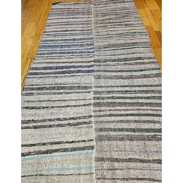 Vintage Turkish Kilim Rug, Handwoven Wool, Earth Tones Stripe Pattern, 6x10 For Sale - Image 4 of 9