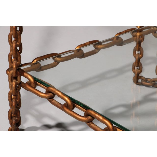 Gold Boho Chain Side Table Industrial Elegance,1970 For Sale - Image 8 of 10