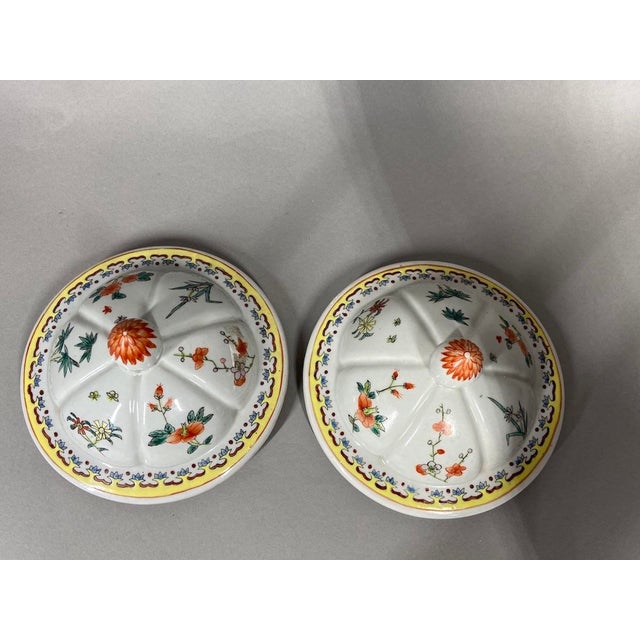 Mid-20c Chinese Famille Verte Green Porcelain Vases Pair 2pc For Sale - Image 9 of 10