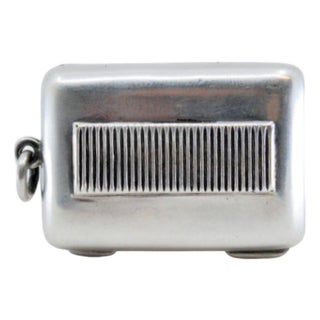 Plain Silver Matchbox with Hinged Lid and Hanging Ring For Sale