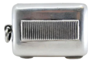Plain Silver Matchbox with Hinged Lid and Hanging Ring
