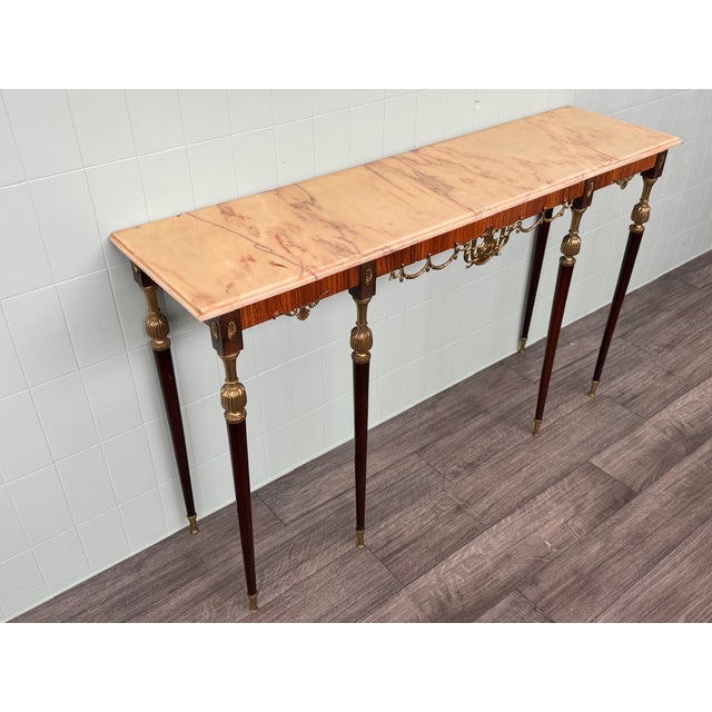 Brown Vintage Italian Console with Marble Top, 1960s For Sale - Image 8 of 11