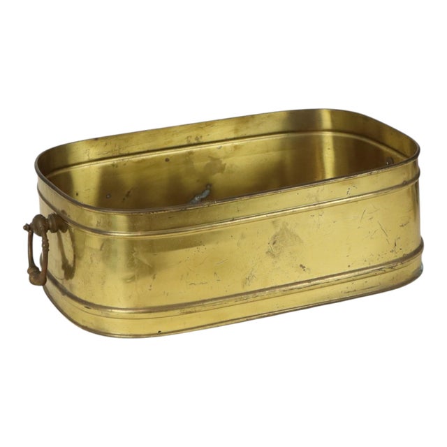 Large Vintage Oval Brass Planter For Sale - Image 14 of 16