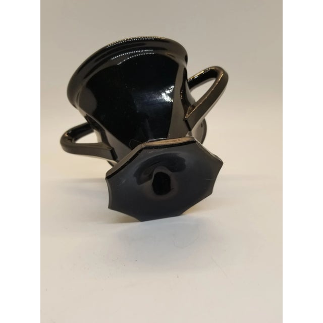 Art Deco Vintage Vintage Black Amethyst Glass Footed Ruffled Dish Candy For Sale - Image 3 of 4