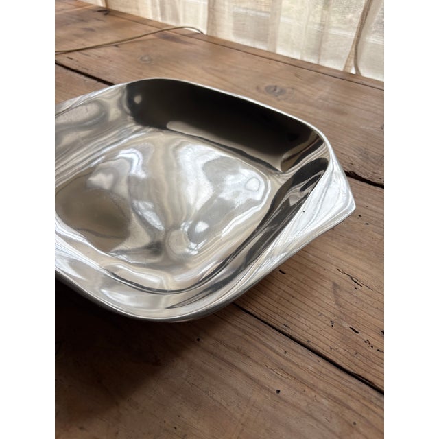 Metal Vintage Nambe #515 Sculptural Aluminum Serving Bowl For Sale - Image 7 of 14