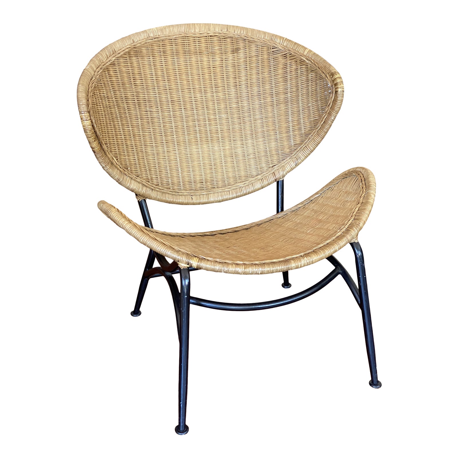 Vintage Rattan Clam Shell Chair Chairish
