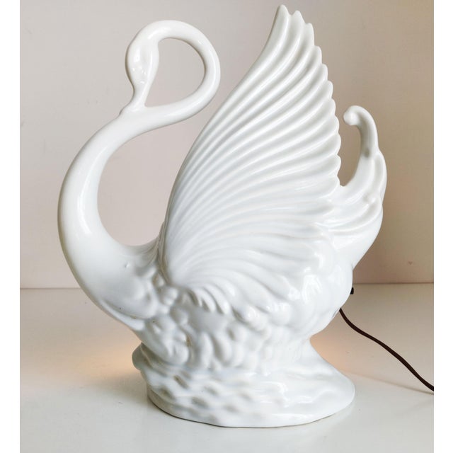 Vintage TV Lamp A gorgeous white swan ceramic television lamp from the 1950s or 60s in excellent working condition. Made...