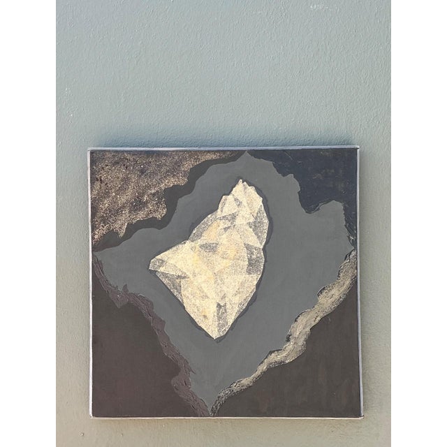 Mid-Century Modern Vintage Geometric Abstract Oil Painting For Sale - Image 3 of 18
