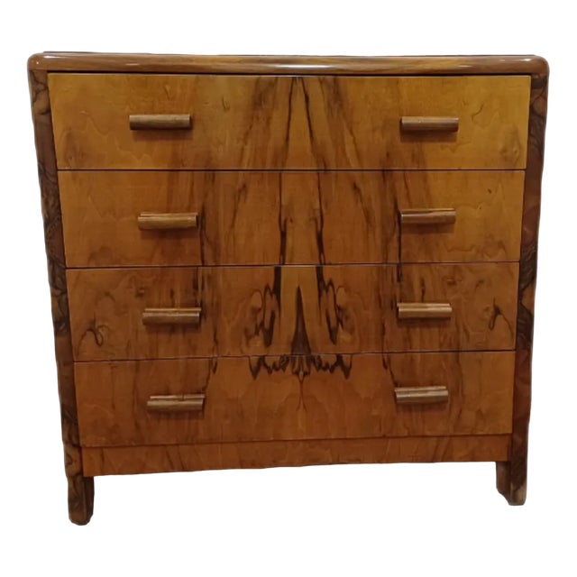 Small Walnut Dresser with 4 Drawers, 1940s For Sale