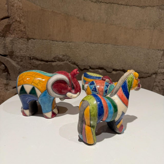 South African Fenix Raku. Hand Made Ceramic Pottery Rainbow Animals- Set of 4 For Sale - Image 18 of 18