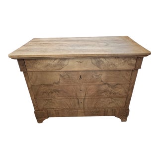19th Century French Louis Philippe Burl Walnut Bleached Chest of Drawer / Commode For Sale
