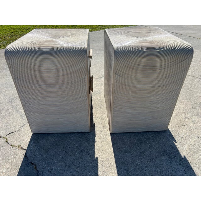 Wood 1970s Vintage Gabriella Crespi Style Pencil Reed Nightstands – Pair For Sale - Image 7 of 12