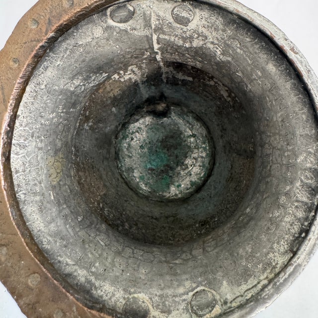 19th-Century South Indian Hand-Hammered Copper Water Vessel With Chased Rim For Sale - Image 12 of 16