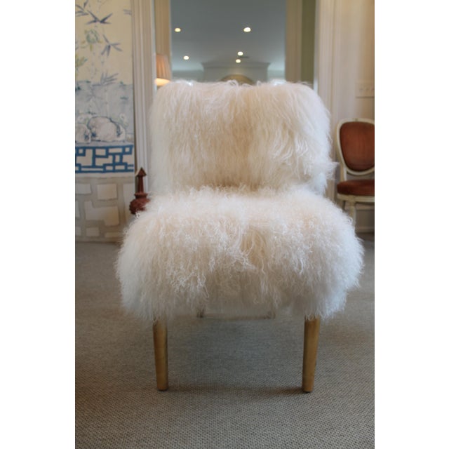 Moss Studios White Mongolian Fur Chair Chairish