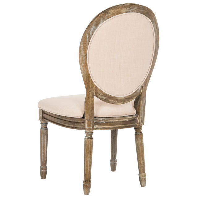 Tufted Oval Side Chair in Beige & Rustic Oak For Sale In Philadelphia - Image 6 of 11