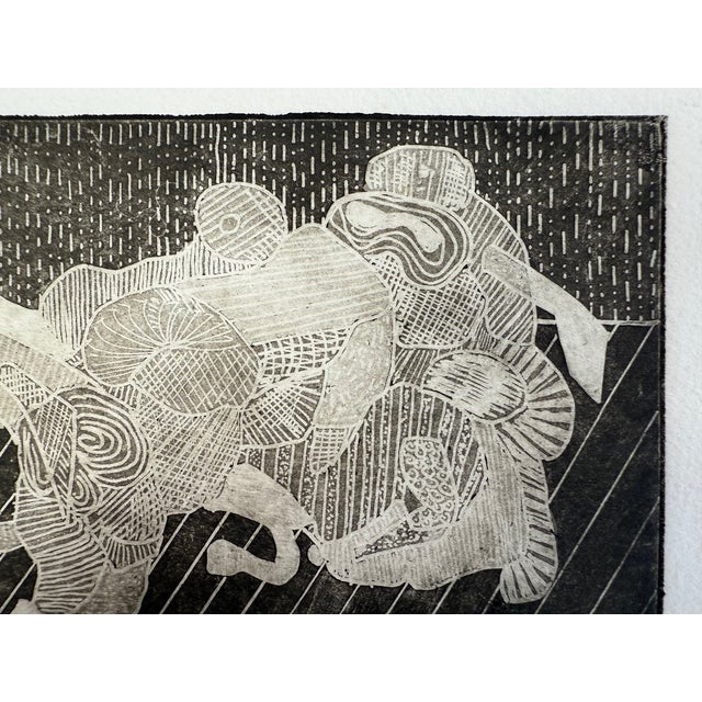 "Looking for a Contact Lens", Abstract Expressionist, Woodblock Print, Artist Stanley J. Krupa For Sale - Image 9 of 9