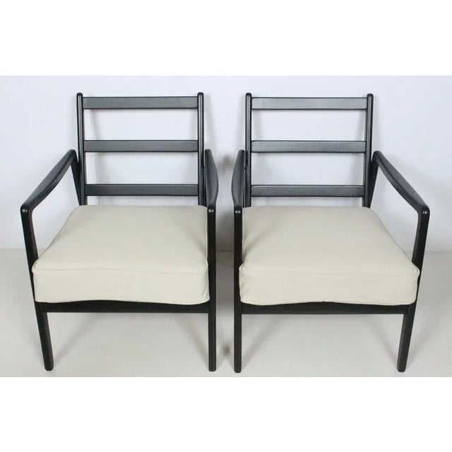 Early Ole Wanscher Ebonized Mahogany Lounge Chairs, 1950's - A Pair For Sale - Image 10 of 13