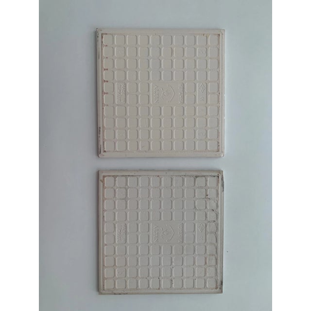 White Colorful Patterned Tiles From Turkey - Set of 2 For Sale - Image 8 of 9