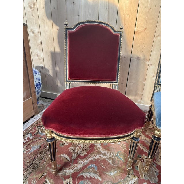 Napoleon III Black and Gilt Chairs, 1950s, Set of 4 For Sale - Image 6 of 10