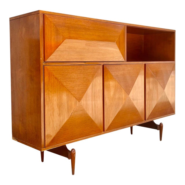 Italian Style Mid Century Modern Highboy Sideboard or Dry Bar For Sale