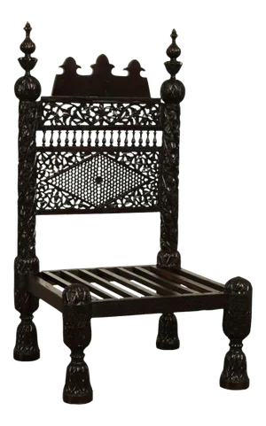 Antique Indian Hand Carved Low Pidda Chair