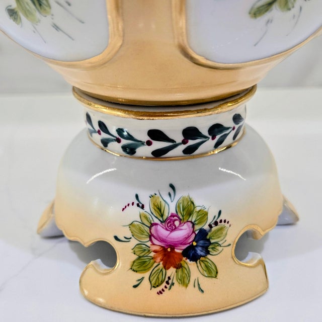 Richard Klemm Dresden Antique Hand-Painted Floral Porcelain Vase With Gold Gilt Handles, Germany For Sale - Image 10 of 13