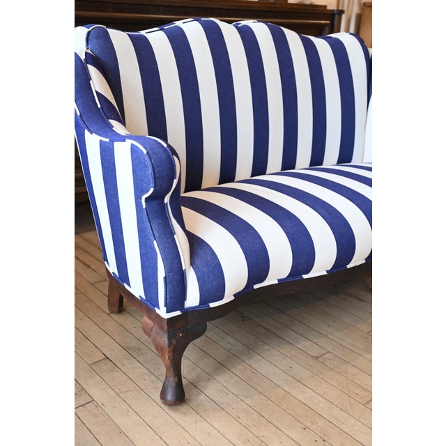 Antique Settee in Italian Busatti Stripe For Sale In New York - Image 6 of 7