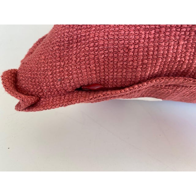 2010s Coral and Ivory Fretwork Pillow For Sale - Image 5 of 6