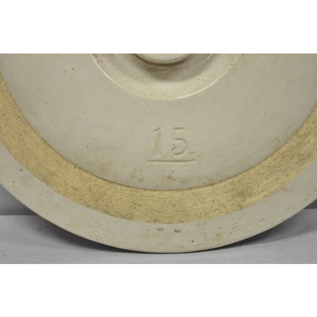 Antique American Primitive Salt Glazed Ceramic 15 Gallon Crock Pot Lid Cover For Sale - Image 4 of 15