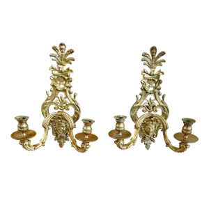 Early 20th Century Louis XV Gilt Wall Sconces - a Pair